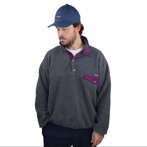Patagonia Other - Patagonia Gray Fleece Pullover with Purple Trim